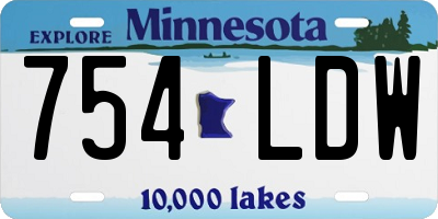 MN license plate 754LDW