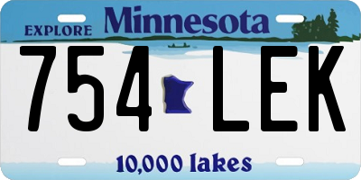MN license plate 754LEK