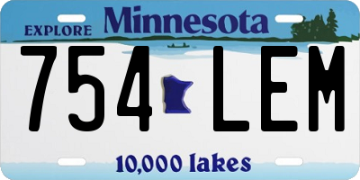MN license plate 754LEM
