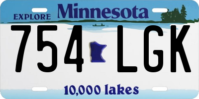 MN license plate 754LGK