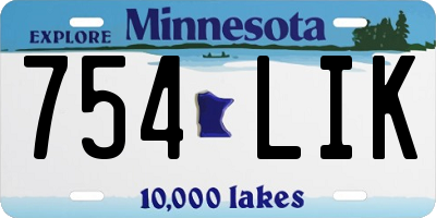 MN license plate 754LIK