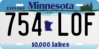 MN license plate 754LOF