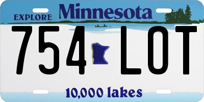 MN license plate 754LOT