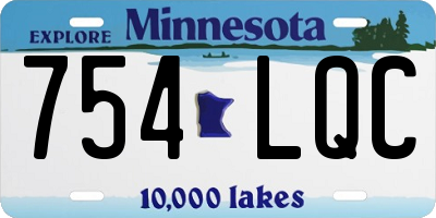 MN license plate 754LQC