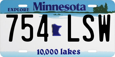 MN license plate 754LSW