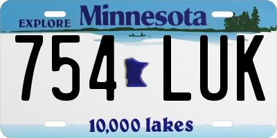 MN license plate 754LUK