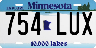 MN license plate 754LUX