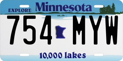 MN license plate 754MYW