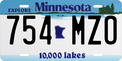 MN license plate 754MZO