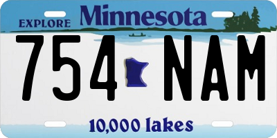 MN license plate 754NAM