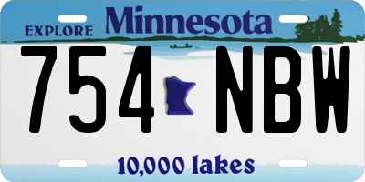 MN license plate 754NBW
