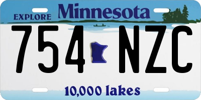 MN license plate 754NZC