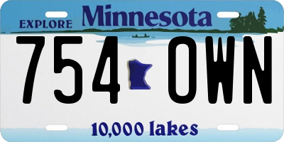 MN license plate 754OWN