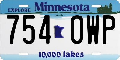 MN license plate 754OWP