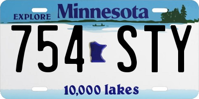 MN license plate 754STY