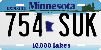 MN license plate 754SUK