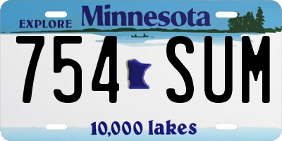 MN license plate 754SUM