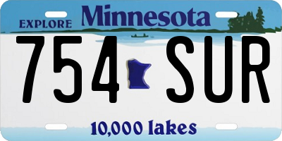 MN license plate 754SUR