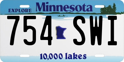 MN license plate 754SWI