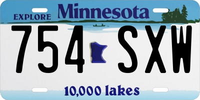 MN license plate 754SXW
