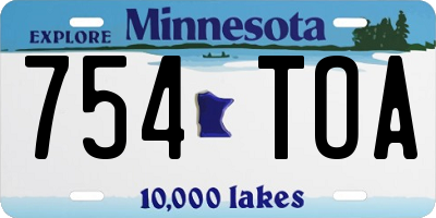 MN license plate 754TOA