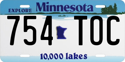 MN license plate 754TOC