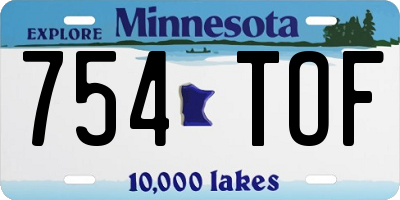 MN license plate 754TOF