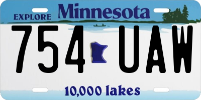 MN license plate 754UAW