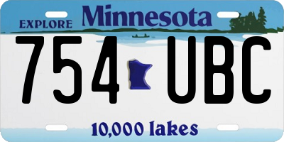 MN license plate 754UBC