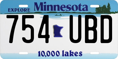 MN license plate 754UBD