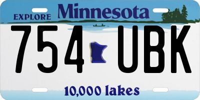 MN license plate 754UBK