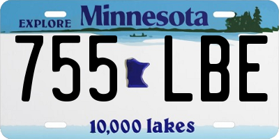 MN license plate 755LBE