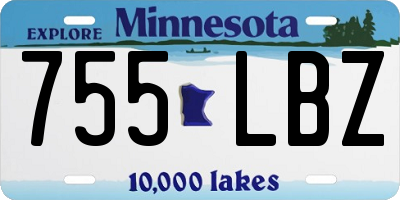 MN license plate 755LBZ