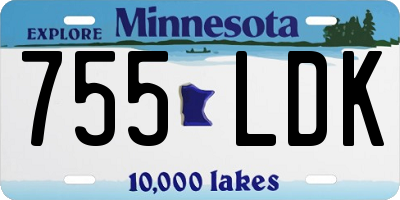 MN license plate 755LDK