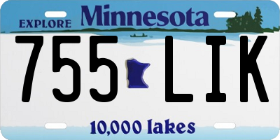 MN license plate 755LIK