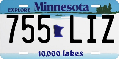 MN license plate 755LIZ