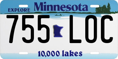 MN license plate 755LOC