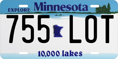 MN license plate 755LOT