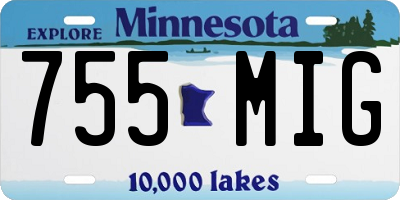 MN license plate 755MIG
