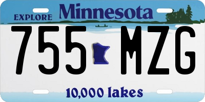 MN license plate 755MZG