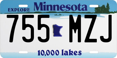 MN license plate 755MZJ