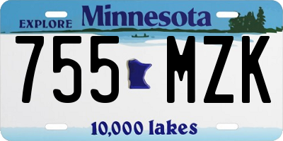 MN license plate 755MZK