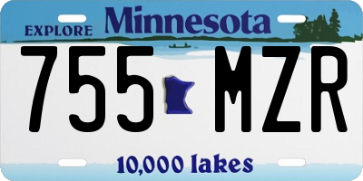 MN license plate 755MZR