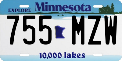 MN license plate 755MZW