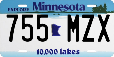 MN license plate 755MZX