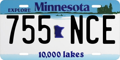 MN license plate 755NCE
