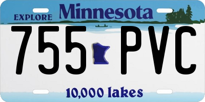 MN license plate 755PVC