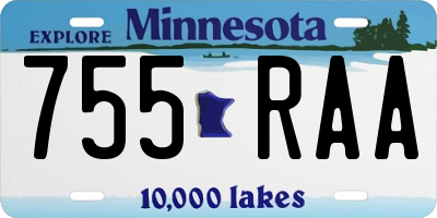 MN license plate 755RAA