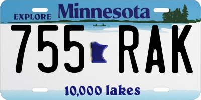 MN license plate 755RAK