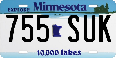 MN license plate 755SUK